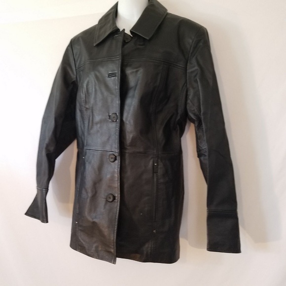 East 5th Womens Leather‎ Jacket Black Genuine - Picture 3 of 7